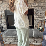 Move This Way Aloe Linen Smocked Waist Wide Leg Pants