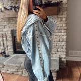 Denim Gauze Studded Hoodie Jacket