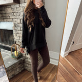 Comfy Girl Vibes Black Micro Fleece Crewneck