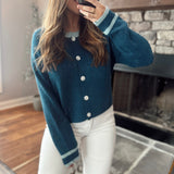 Dark Teal Two Tone Cardigan