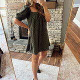 Olive Polka Dot Corduroy Mini Dress