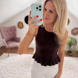 Espresso Rib Sweater Peplum Tank IN STORE