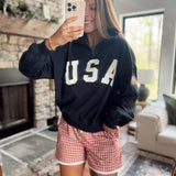 USA Contrast Half Zip Oversized Sweatshirt