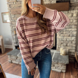 Pink & Burgundy Striped Lu Sweater