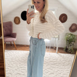 Washed Denim Relaxed Drawstring Pants