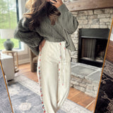 Natural Overlay Contrast Detail Twill Pants