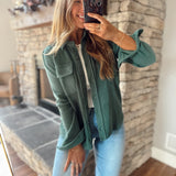 Hunter Green Velvet Haze Shacket