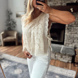 Cream Stepping It Up Floral Lace Top