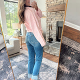 Risen Dark Tummy Control HR Crop Straight Cuffed Jeans