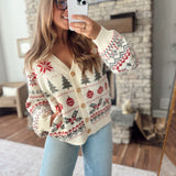 Ivory Christmas Forest Cardigan