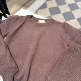 Brown Ribbed Puff Sleeve Sweater IN STORE