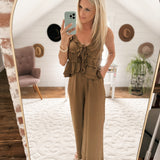 Bronzed and Beautiful Wide Leg High Waisted Satin Pants