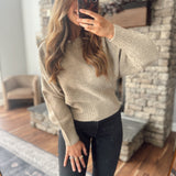 Dark Taupe Morgan Ribbed Fitted Hem Sweater