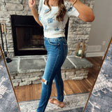 Risen Dark HR Skinny Distressed Knee Denim