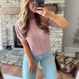 Mauve Lattice Sweater Top