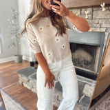 Oatmeal Kailua Floral Sweater Top