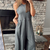 Shoot Your Shot Charcoal Ribbed Contrast Adjustable Side Seam Jumpsuit