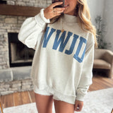 Ash Gray WWJD & Amen Mock Neck Sweatshirt