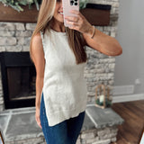 Ollie Oatmeal/Green Stitch Knit Top