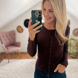 Chocolate Lightweight Ribbed Cardigan IN STORE