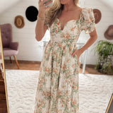 Cream Floral Affair Midi Dress