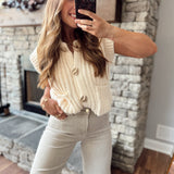 Cream Teddie Oversized Sleeveless Knit Sweater Vest