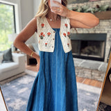 Natural Blooming V-Neck Cropped Crochet Knit Tank