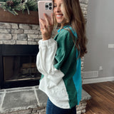 Cala Blue/ Green Contrast Oversized Pullover
