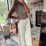 Brown Madison Button Front Sleeveless Sweater Top