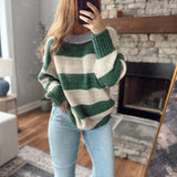 Green Lucky Stripe Oversized Sweater