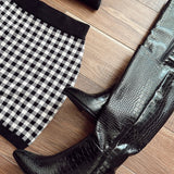 Martha Black Croc Tall Boot