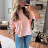 Pink & Yellow Striped Tee