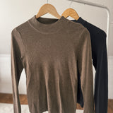 Mocha Lucy Mock Neck Sweater Shirt IN STORE