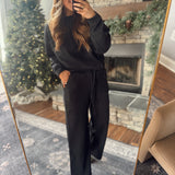 Black Fleece Sweatshirt and Sweatpants Set