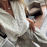 Melange Khloe Half Zip Cable Sweater Top