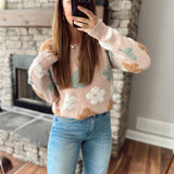 Blush Painted Petals Jacquard Sweater