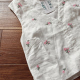 White Rose Embroidered V Neck Vest Top
