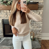 Beige Cozy Mock Neck Sweater