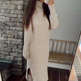 Carried Away Black Turtleneck Rib Sweater Midi