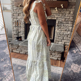 Green Patchwork Midi Dress