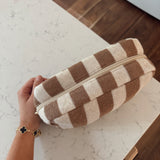 Brown/Beige Striped Terry Cloth Travel Pouch