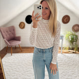 Petal Pops Ivory Mock Neck Lace Top