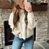 Spotlight Bling Ivory Rhinestone Knit Turtleneck