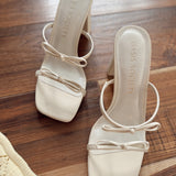 Cream Wendy Double Strap Bow Heels