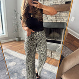 Risen Coffee Leopard Barrel Jeans