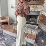 Cream Ebby Ribbed Wide Leg Sweatpants