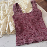 So Maroon Seamless Knit Scalloped Edge Tank