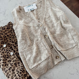 Natural V-Neck Button Down Sweater Vest