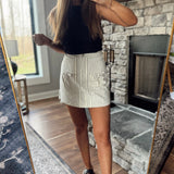 Zuri Ivory/Black Stripe Bow Detailed A-Line Mini Skirt