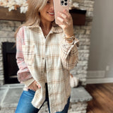 Pink Multi Take The Chill Off Plaid Raw Hem Oversized Shacket